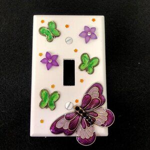 💕2/$25💕 Purple & Green Butterflies Light Switch Plate Cover Handcrafted